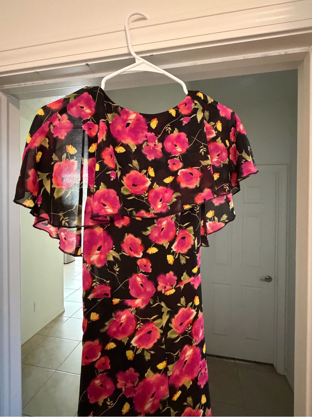 Abound Black Maxi Dress with Hot Pink and Yellow Floral Print - Picture 5 of 5